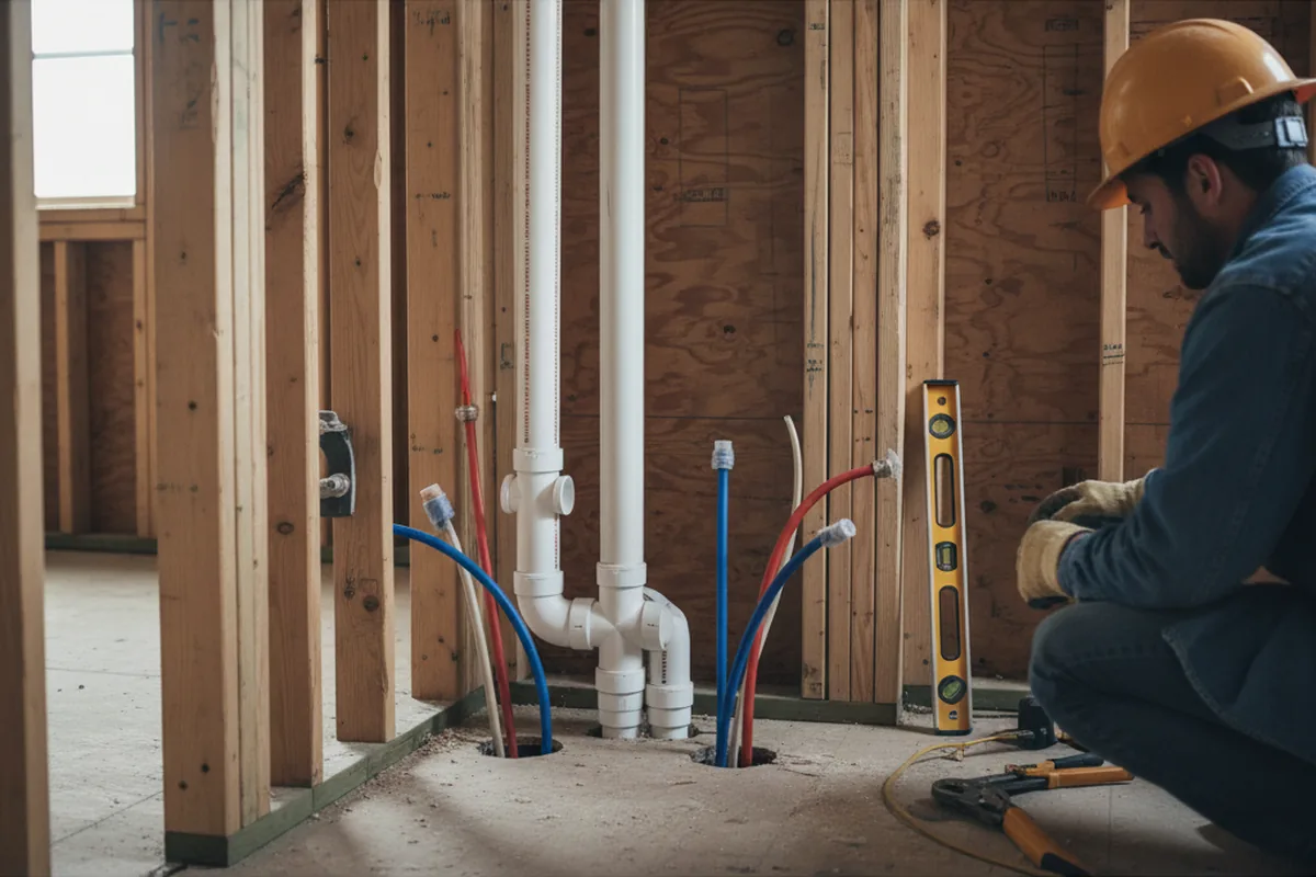 Drain and supply rough-in during Leak Detection in Hampton